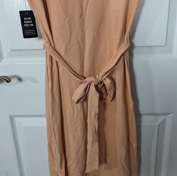 NWT Express Tie-Waist Peachy Padded Shoulder‎ Midi Tank Dress Size XS - Picture 5 of 7